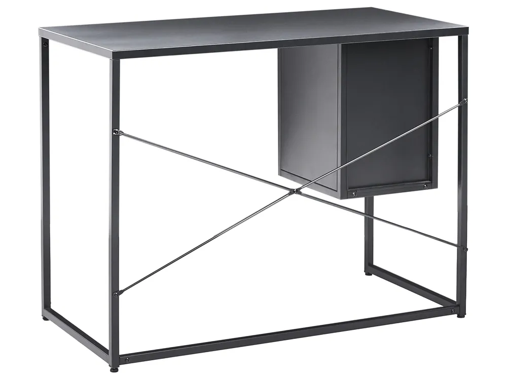 Home Office Desk HARJO 100 cm 50 cm with Storage Black_1037635