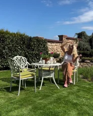 Set da pranzo da giardino 4 posti ANCONA con cuscini Metallo Bianco sporco_962647