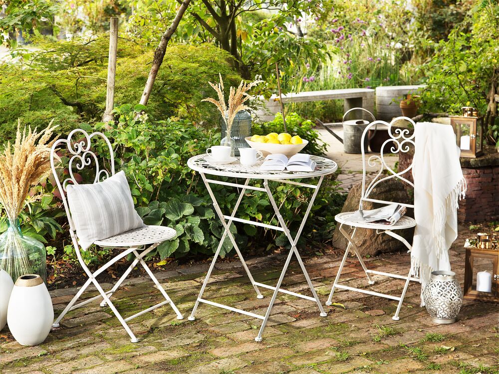 Bistro Table TRIESTE 70 cm 70 cm Metal Light Beige