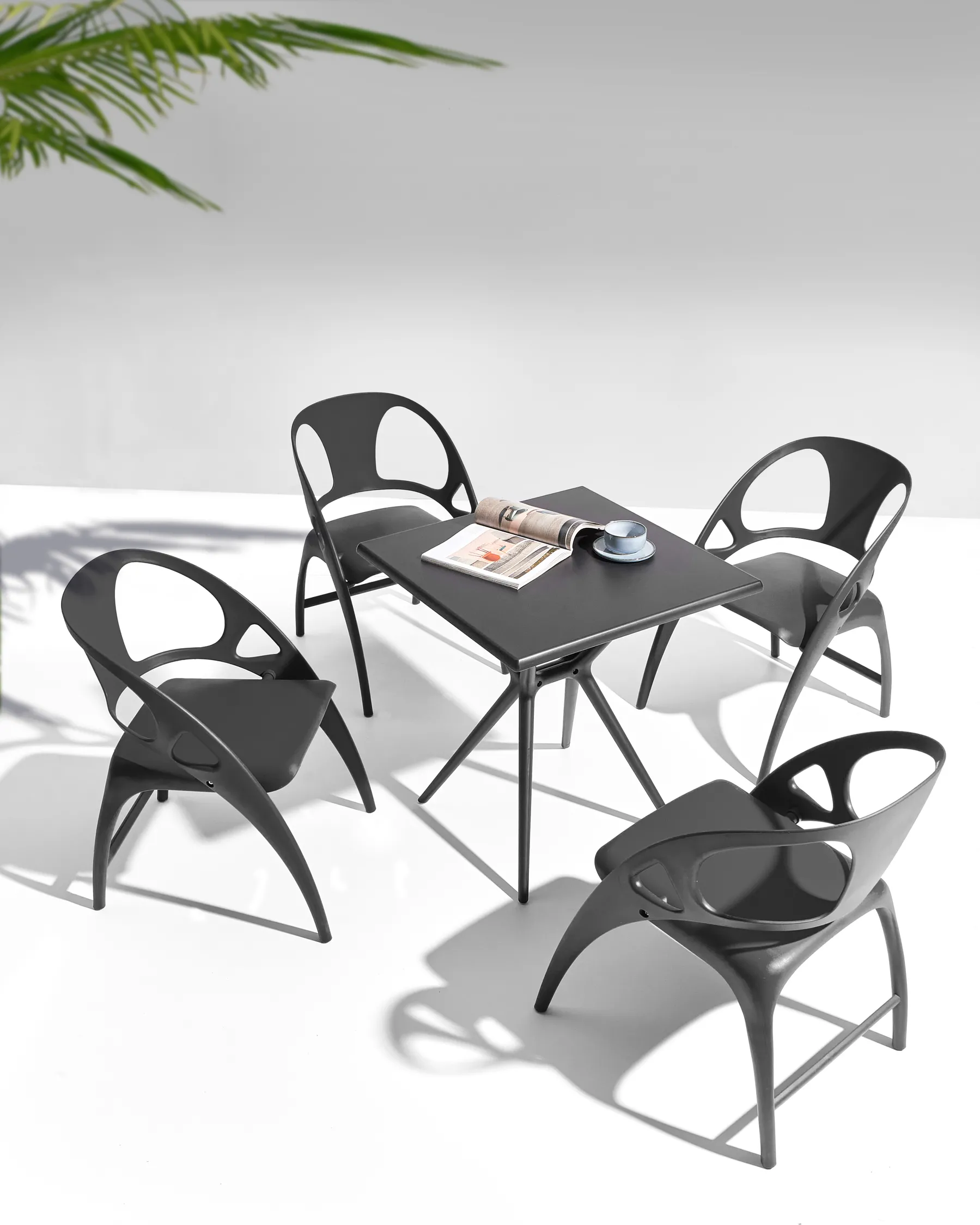 Set of 4 Garden Chairs NEMI Folding Black_990634