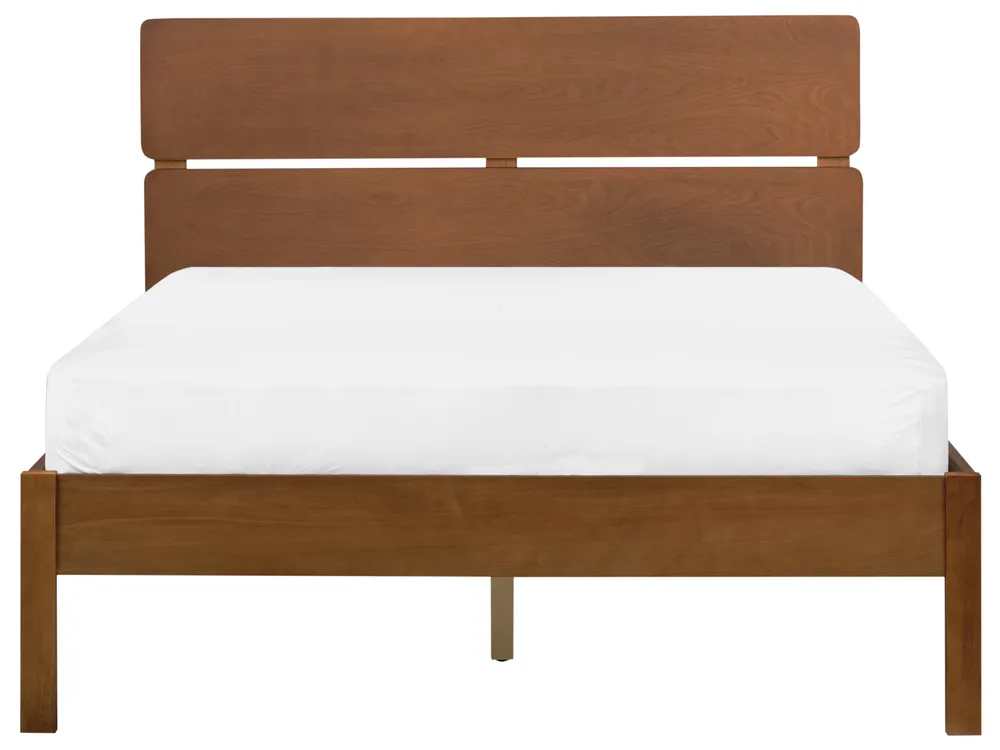 Bed with LED Wood BOISSET 120 x 200 cm (EU Small Double) Dark Brown_1124269