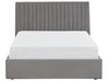 Zamatová posteľ s úložným priestorom 140 x 200 cm sivá VION_826742
