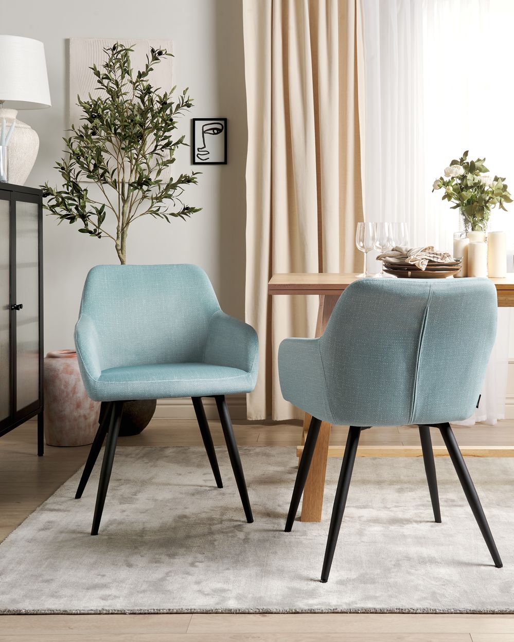 Dining Chair Set of 2 Velvet Light Blue CASMALIA Beliani.cz