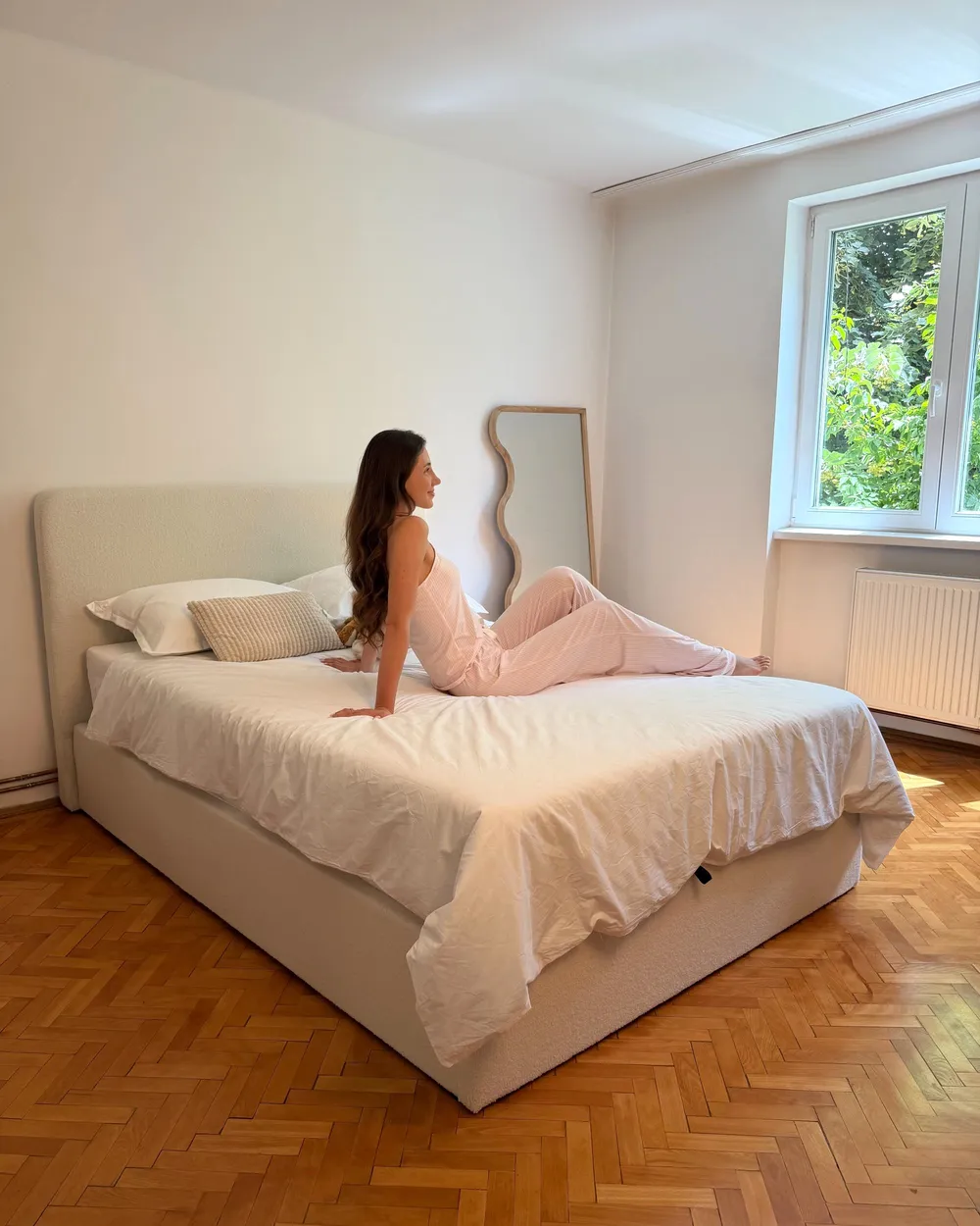 Ottoman Bed BRENON Boucle Off-White 140 x 200 cm (EU Double)_1124251