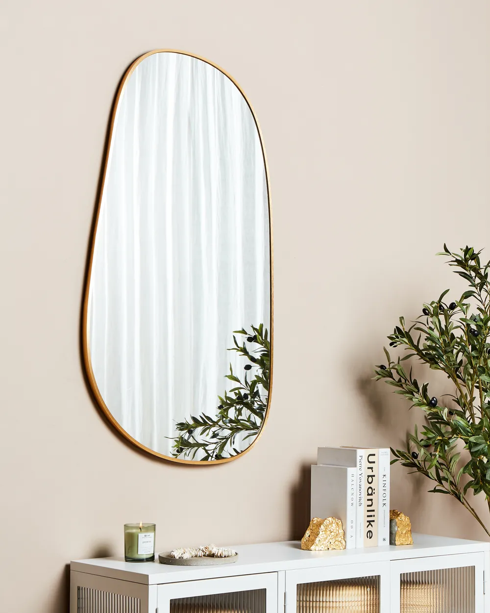 Specchio Da Parete Girevole In Metallo Dorato 61x91 Cm - Inclinabile, Con Telaio Rinforzato, Ideale Per Bagno, Camera O Ingresso