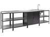 4 Piece Outdoor 3 Kitchen Islands and Cabinet Set with Sink Black VILAMA_872613