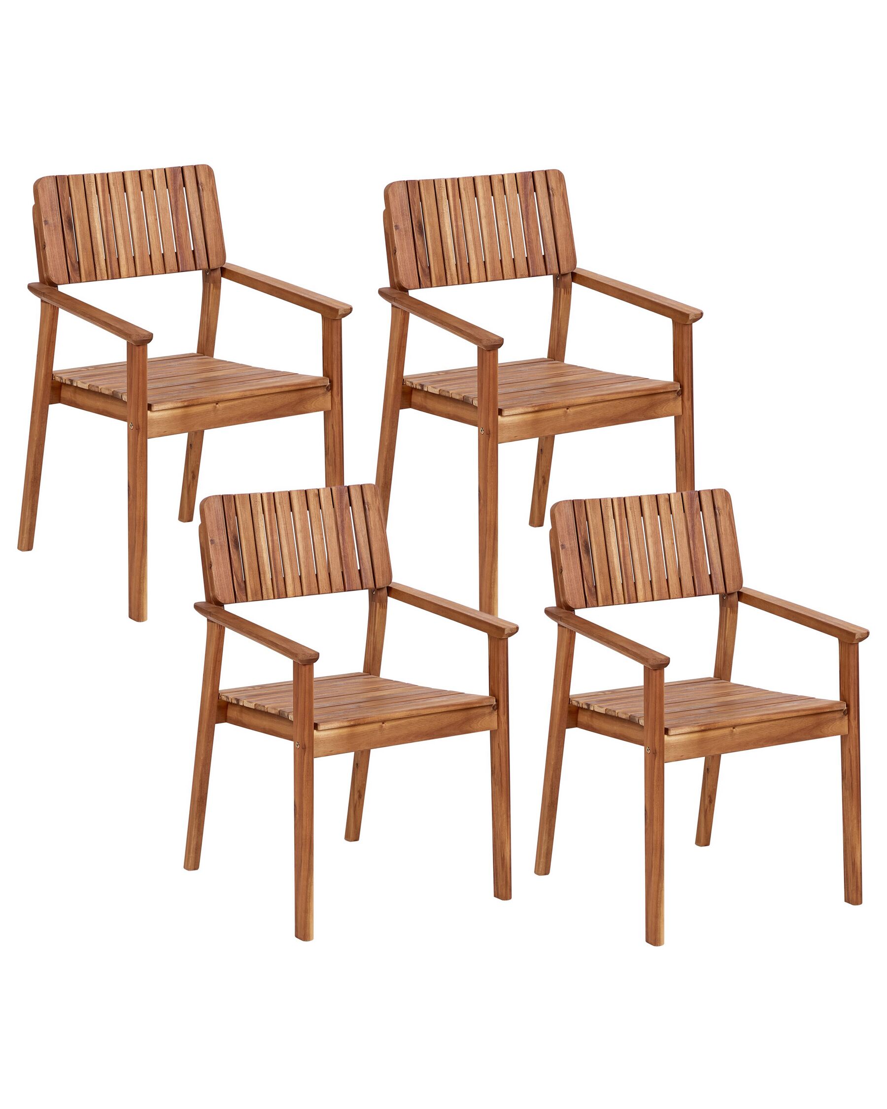 Conjunto de 4 sillas de jardín de madera de acacia clara AGELLO_923459