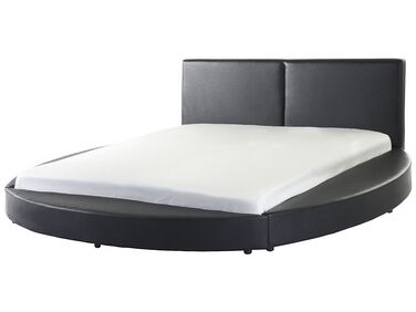 Kožená vodná posteľ 180 x 200 cm čierna LAVAL