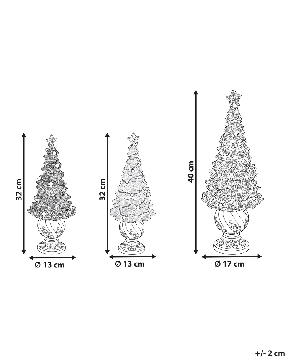HITIS 32/32/40 cm Albero di Natale Rosso/Bianco_1175583