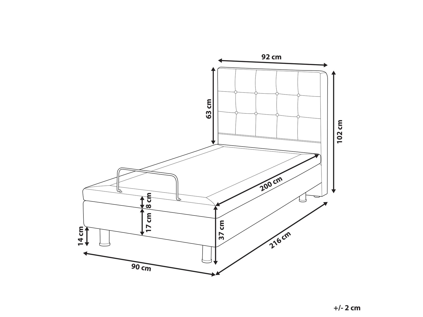 Adjustable Bed Fabric DUKE 90 x 200 cm (EU Single) Light Beige_973311