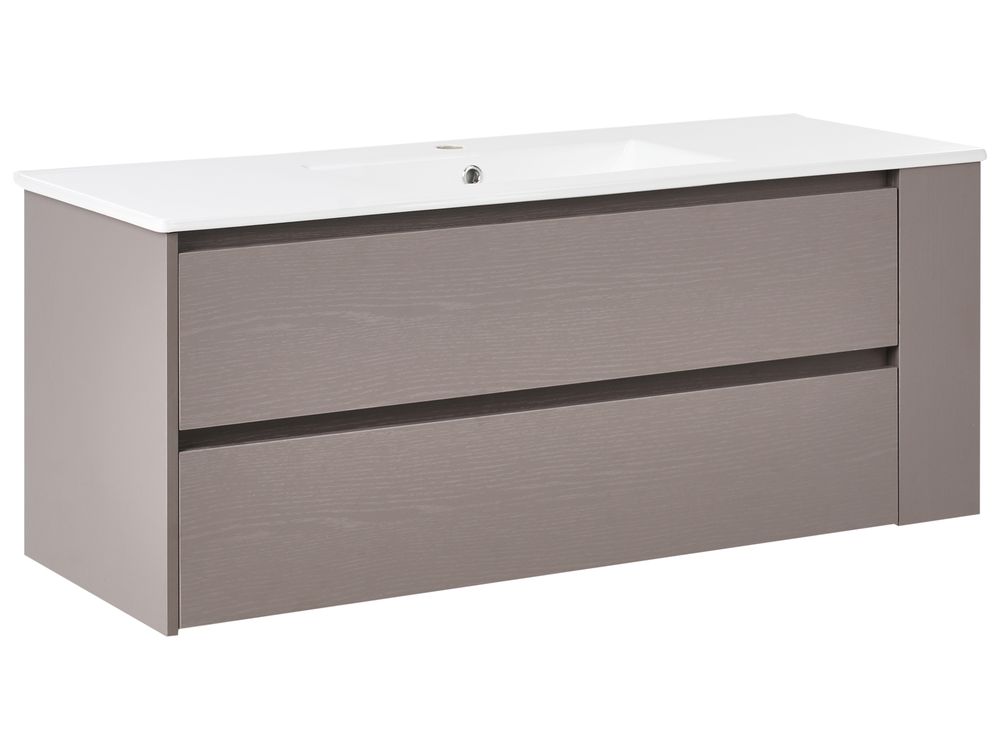 Wandmontierter Waschbeckenunterschrank mit Waschbecken MANCORA Taupe