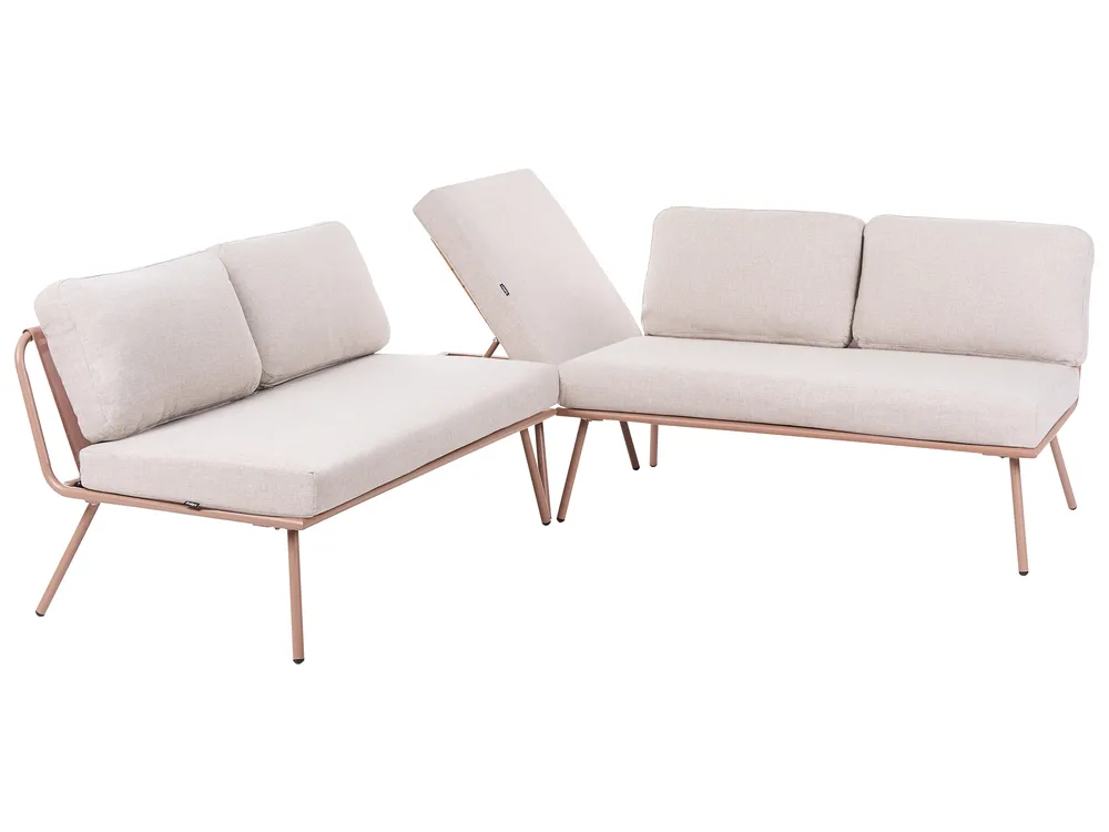 Garden Corner Sofa with Table 4 Seater CACCAMO Beige_1064174
