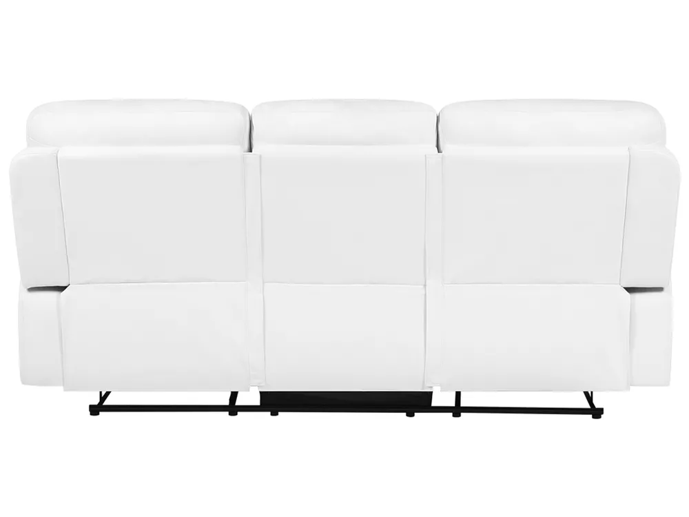 Canapea cu recliner manual cu 3 locuri BERGEN Piele ecologică Alb_681562