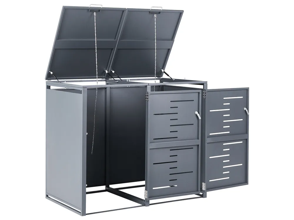 Double Wheelie Bin Store 480 L PERISSA Metal Dark Grey_1073484