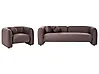 Living Room Set 4 Seater LEIREN Velvet Dark Brown