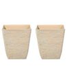 Conjunto de 2 macetas de mezcla de piedra beige arena 39 x 39 cm DELOS_841670