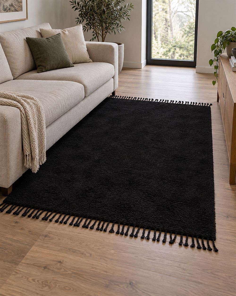 Rug BITLIS Black 140 x 200 cm Cotton