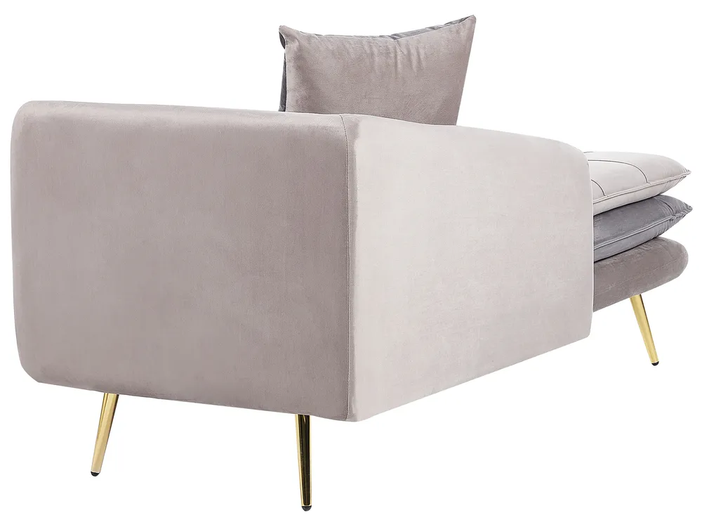 Right-Hand Chaise Longue GONESSE Velvet Taupe_941107
