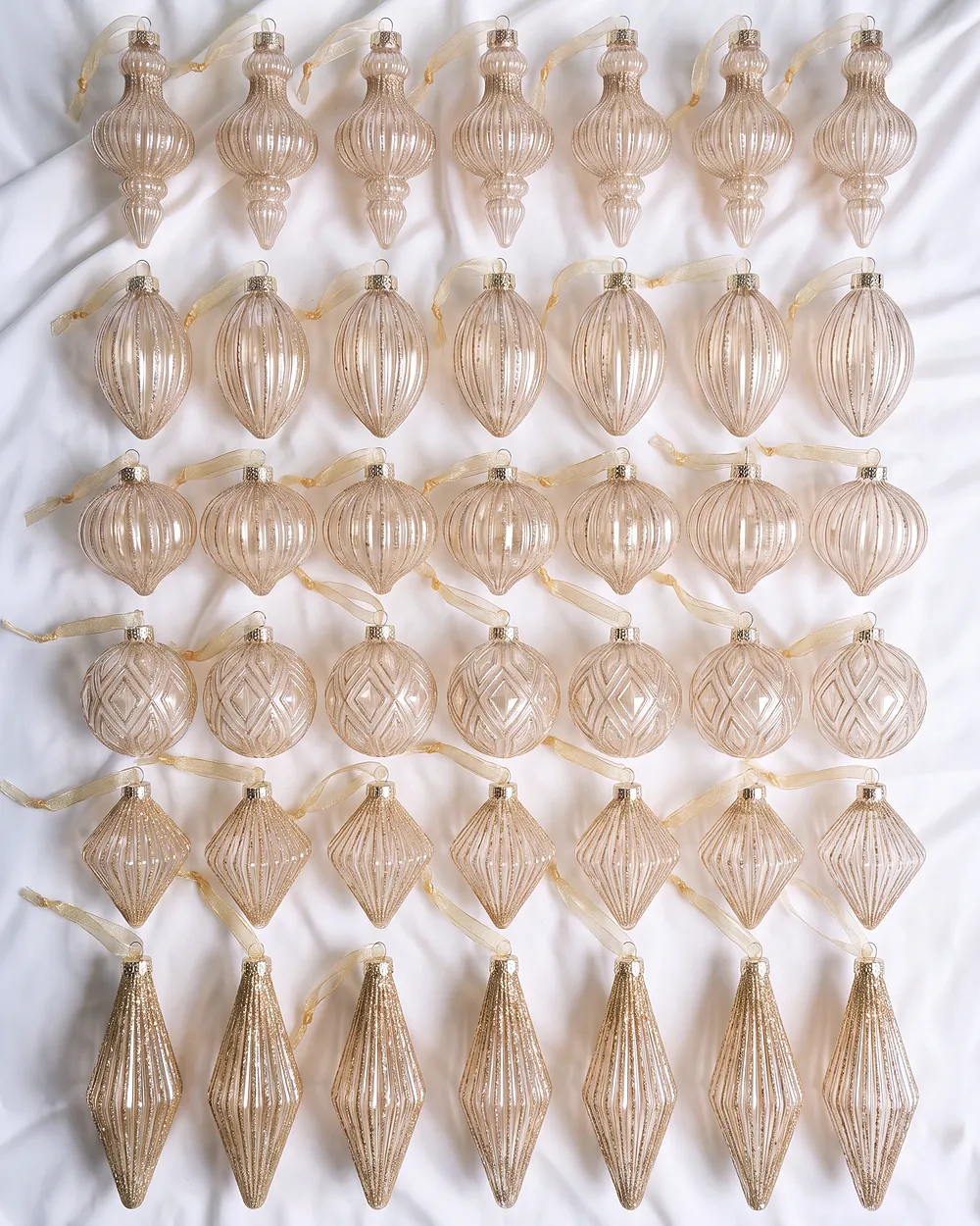 Set of 42 Baubles ICEGLOW Glass Gold