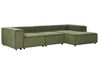 Left Hand 3 Seater Modular Jumbo Cord Corner Sofa Green APRICA_895270