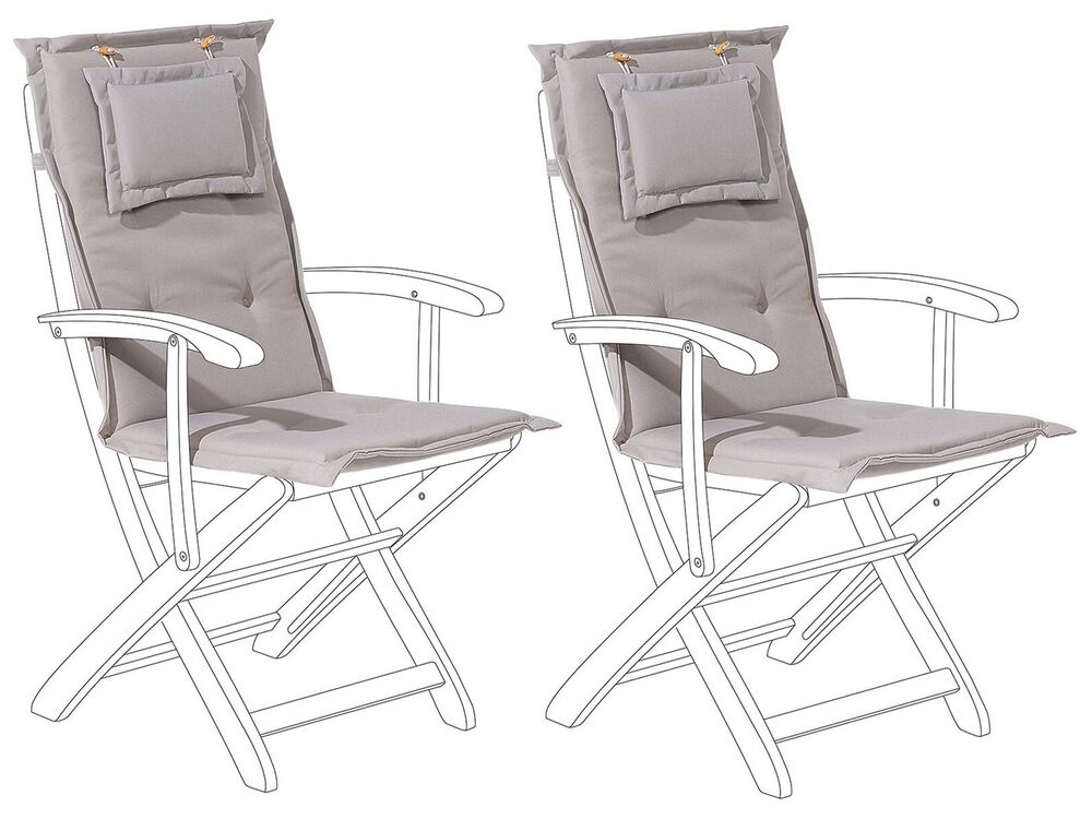 Set of 2 Outdoor Seat Back Cushions Taupe MAUI Beliani.cz