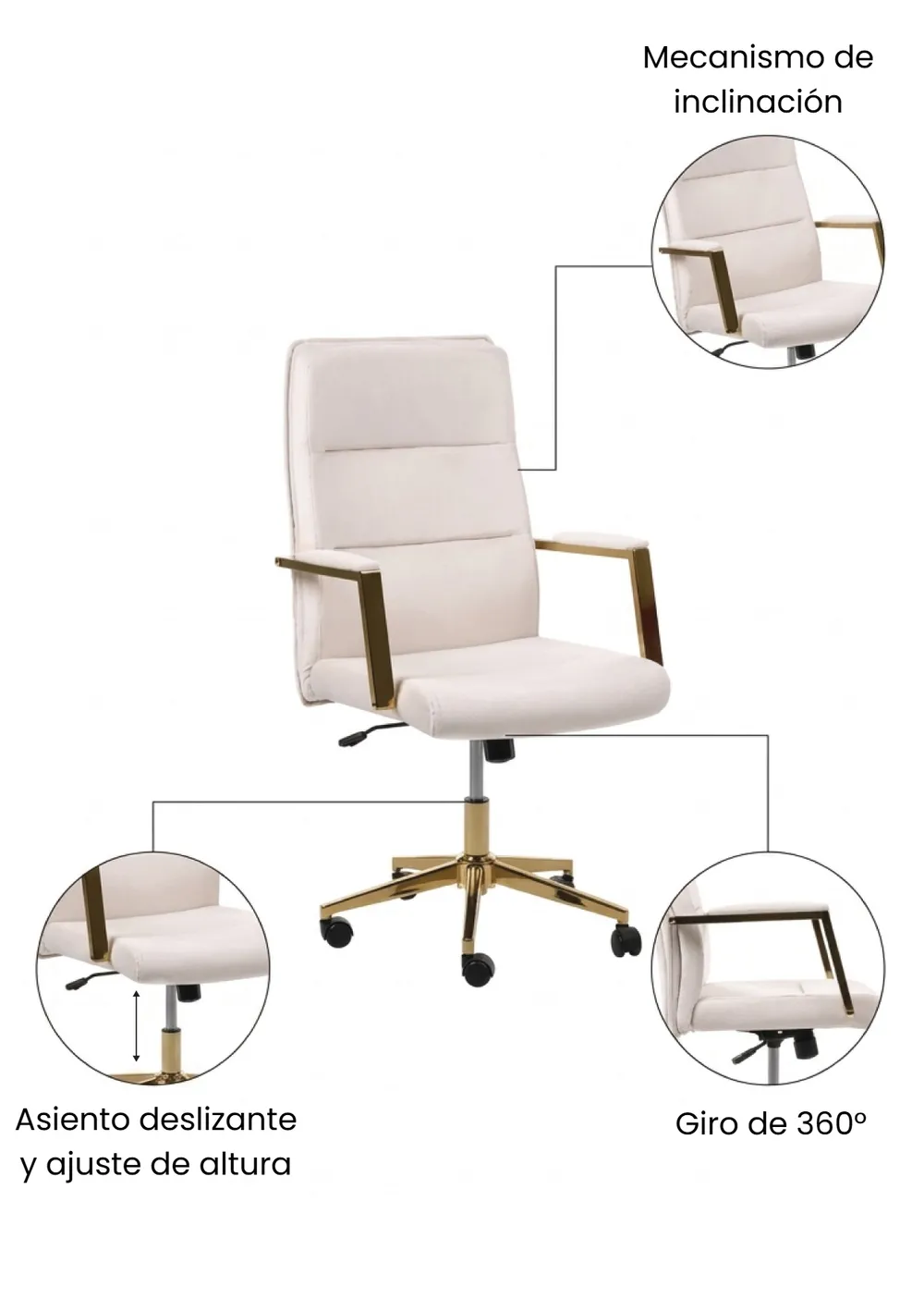 Silla ejecutiva DEMURE Terciopelo Beige claro_1063330