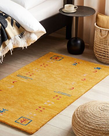 Wool Gabbeh Area Rug 80 x 150 cm Yellow AKALAN