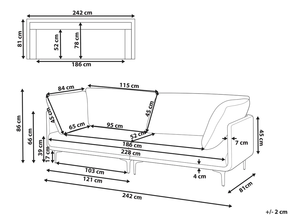 Sofa dla 3 osób REVSNES Czarny_965362