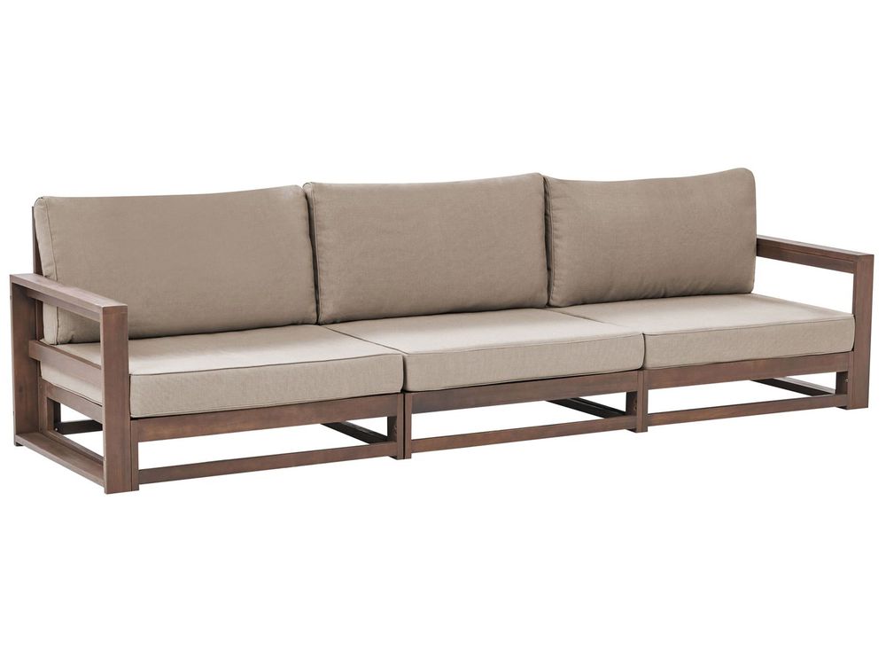 3 Seater Certified Acacia Wood Garden Sofa Dark TIMOR II Beliani