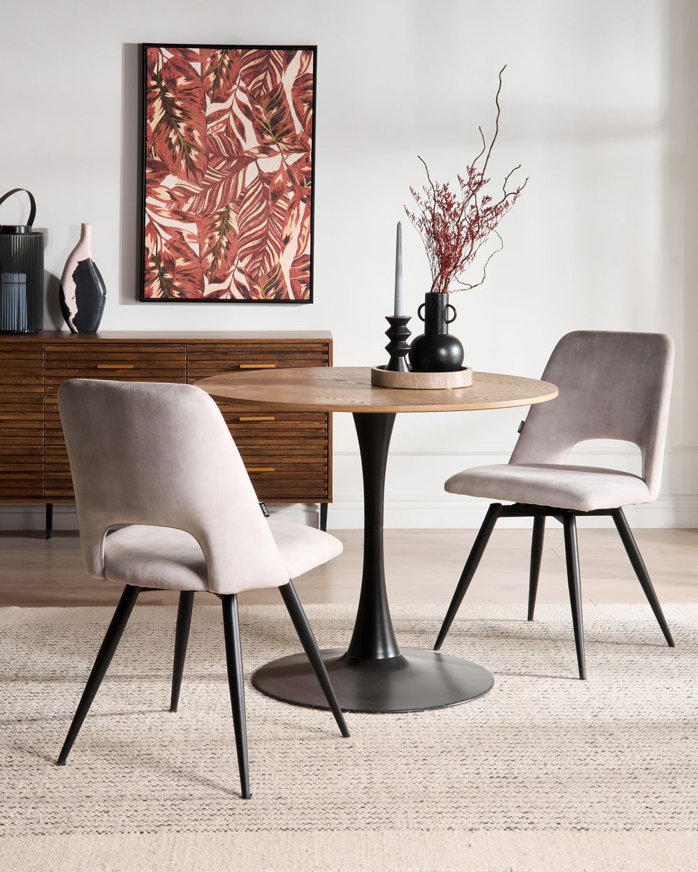 Lot de 2 chaises de salle à manger HALLETT Velours Beige clair