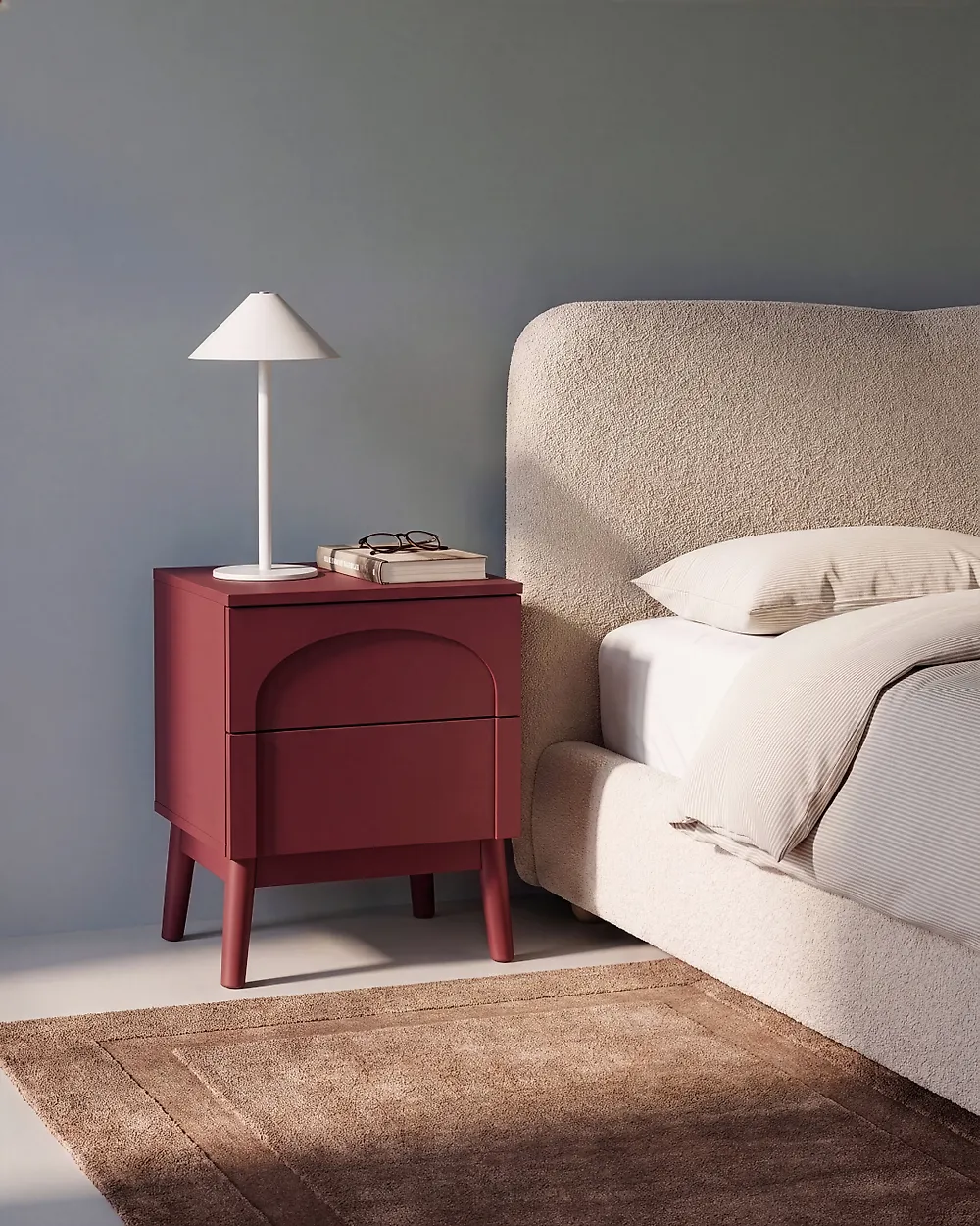 2 Drawer Bedside Table BOULIA Burgundy_1169417