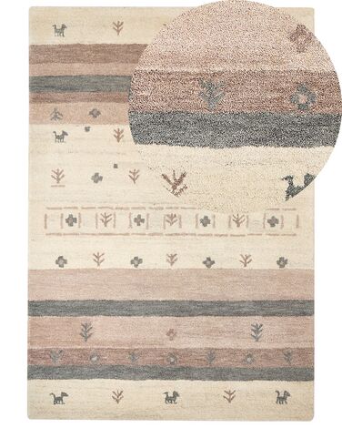 Vlněný koberec gabbeh 160 x 230 cm béžový/hnědý KARLI