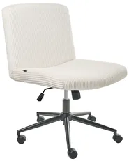Sedia da scrivania GEDDES Velluto a coste Bianco_1010156