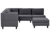 5 Seater Right Hand Modular Fabric Corner Sofa with Ottoman Dark Grey UNSTAD_924658