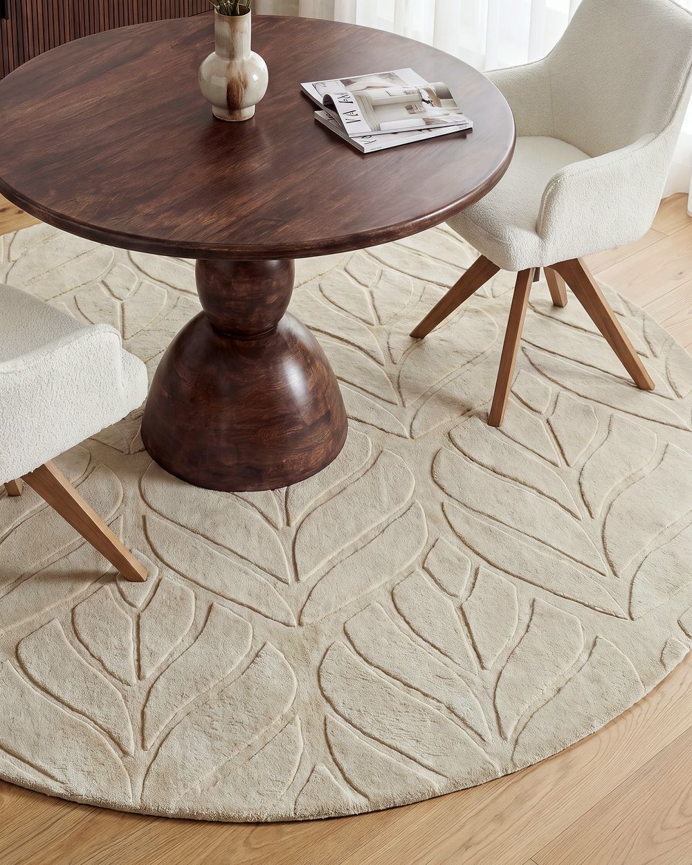Tapis en fausse fourrure MITCHELL Beige ø 160 cm