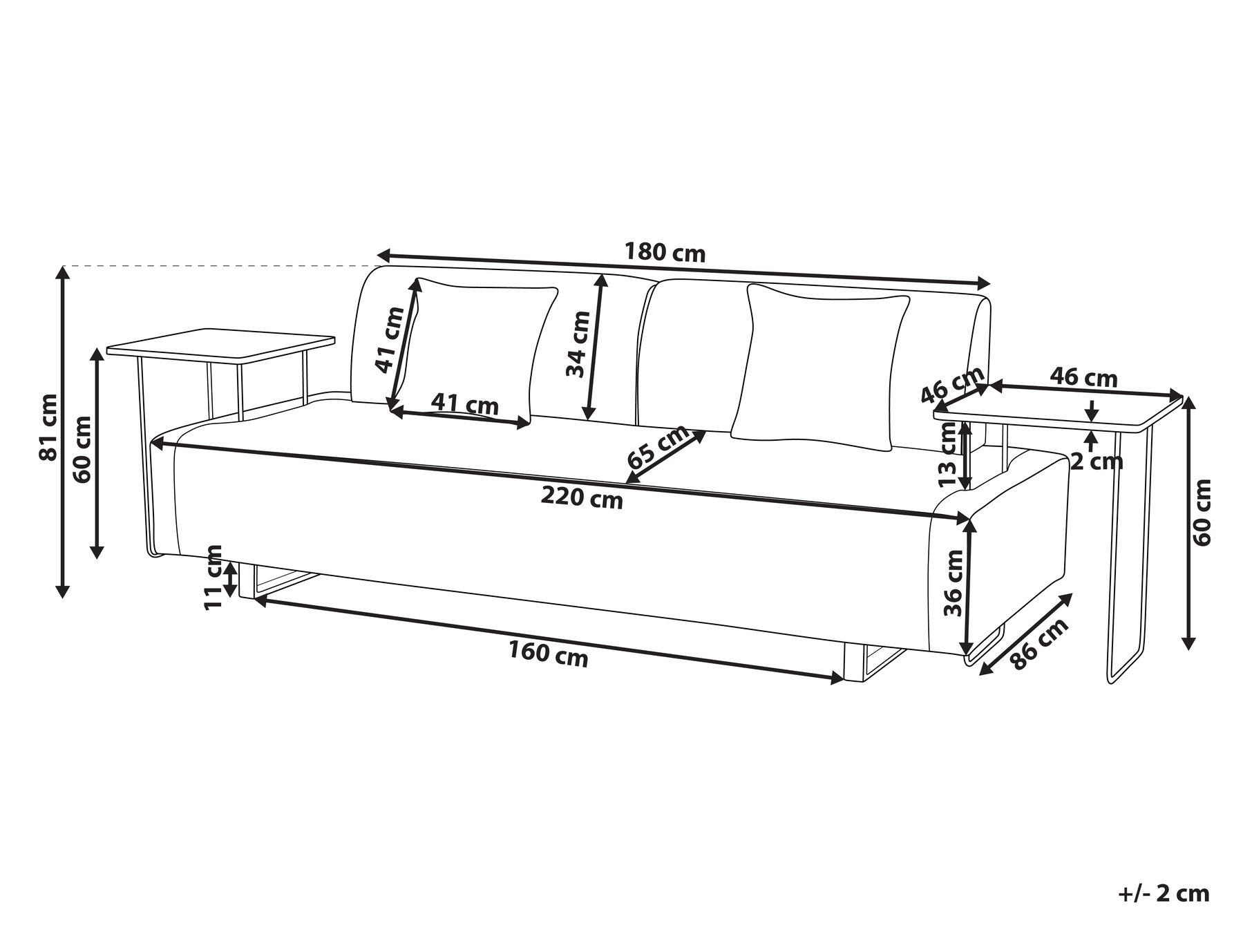 Sofa with Side Tables Brown SOKNA_952883 Sofa with Side Tables Brown SOKNA_952883
