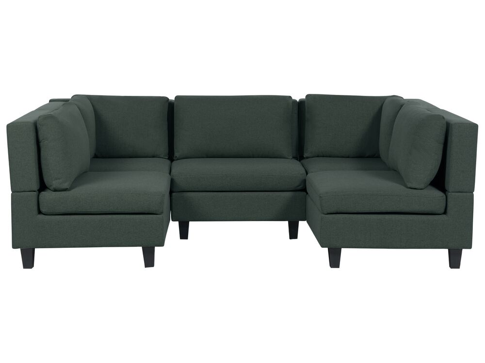 Modular U-Shape Sofa 5 Seater UNSTAD Fabric Dark Green