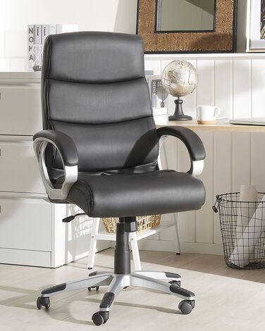 Faux Leather Executive Chair Black KING