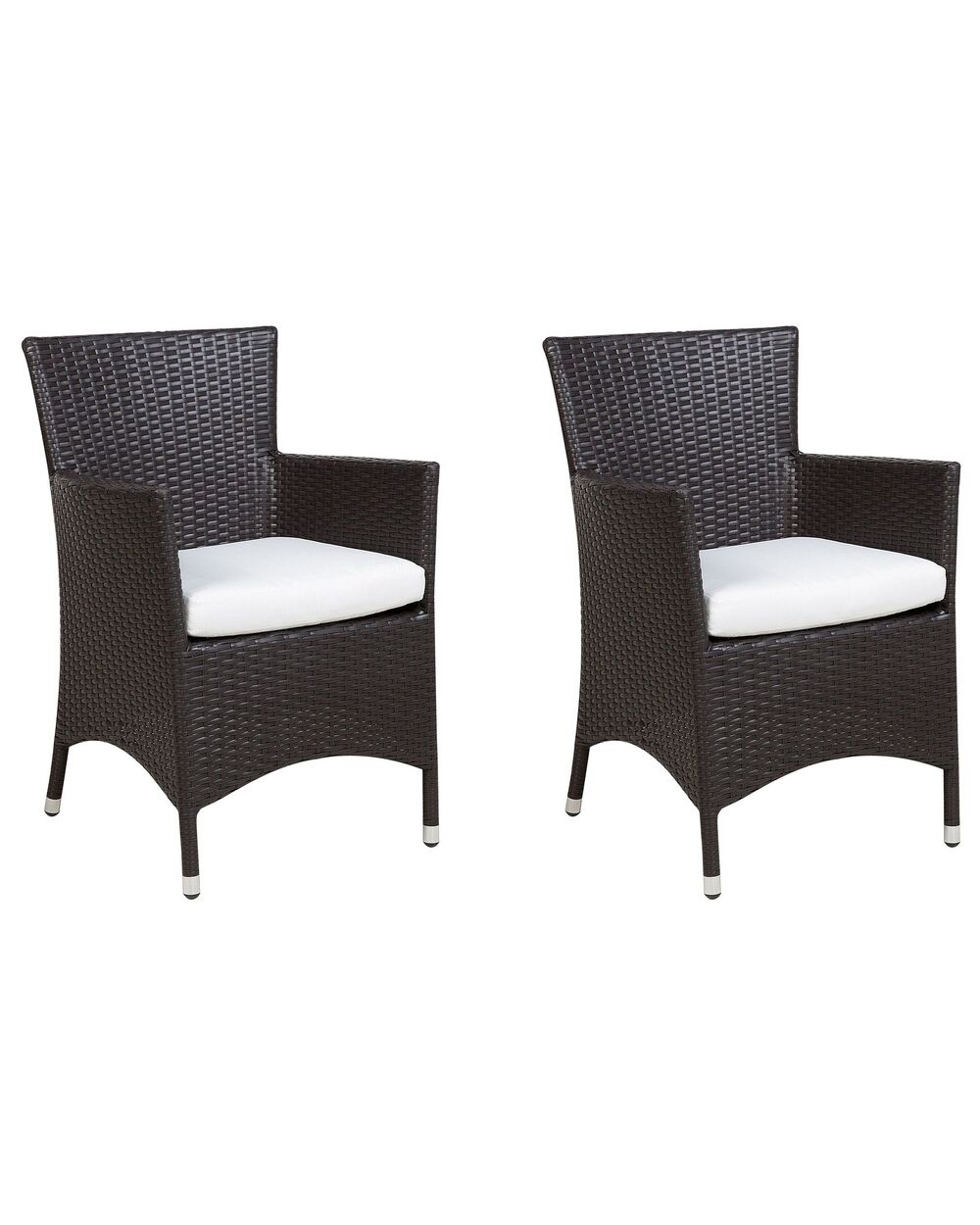 Set of 2 Garden Chairs with Cushions ITALY PE Rattan Dark Brown