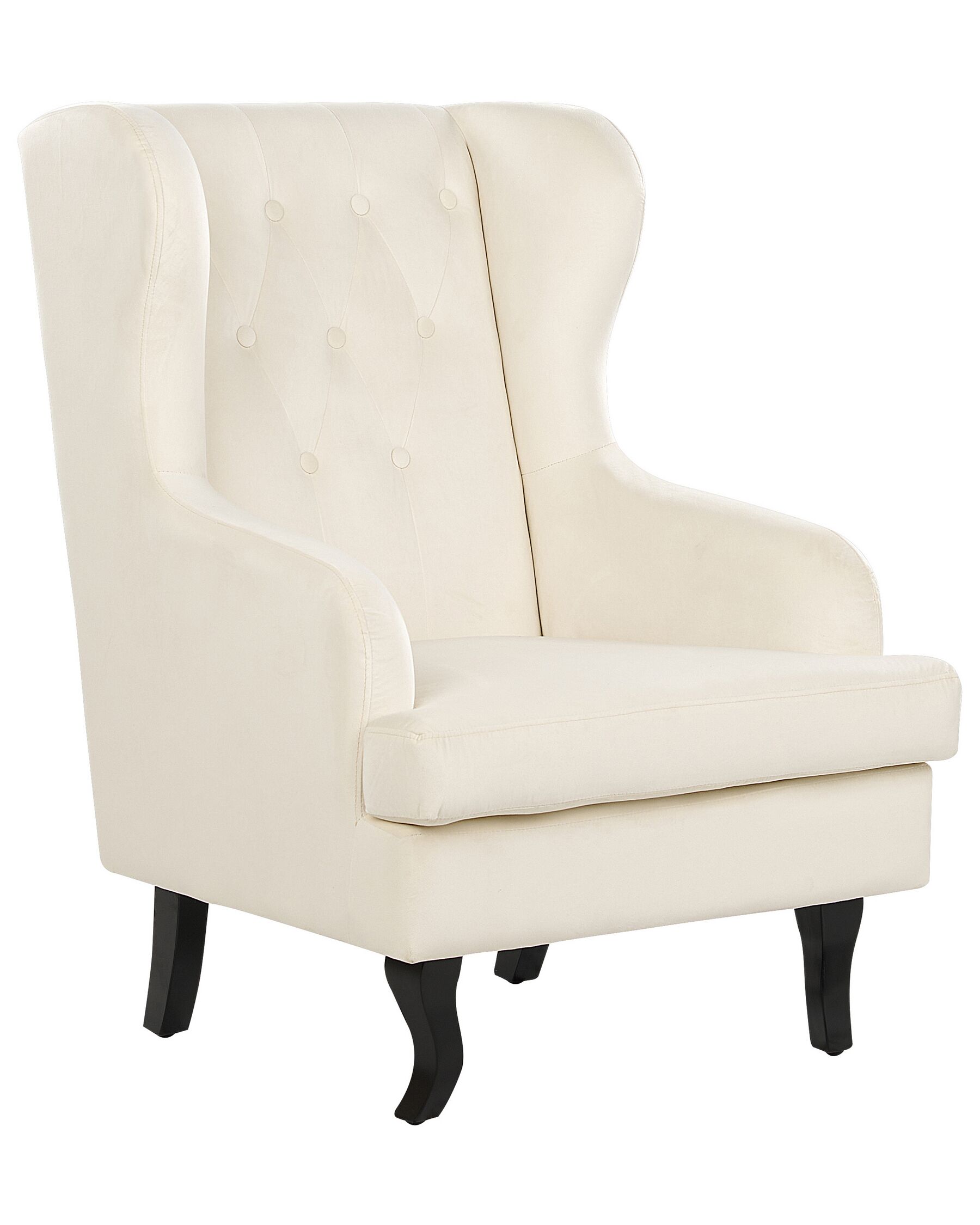 Velvet Fabric Wingback Chair Off-White ALTA_908508