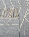 Teppich Baumwolle grau / weiss 80 x 150 cm geometrisches Muster Kurzflor KHENIFRA_831119