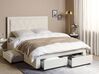 Zamatová posteľ s úložným priestorom 160 x 200 cm krémová LIEVIN_902422