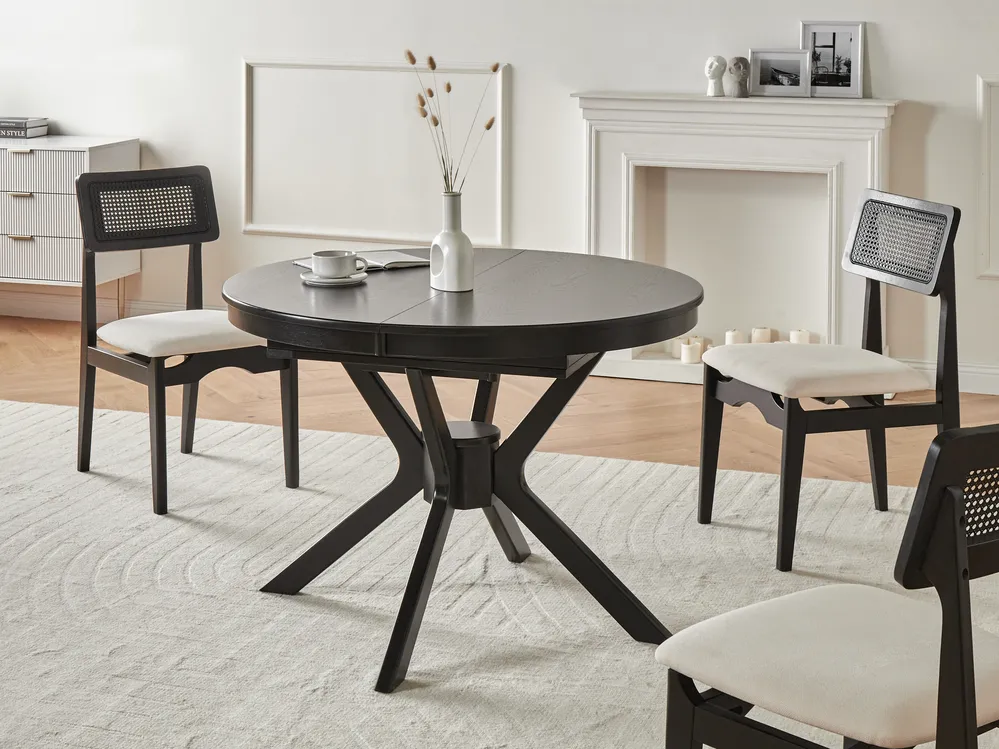 Extending Dining Table TYMIS Black Oak 107/137 cm 107 cm_1020183
