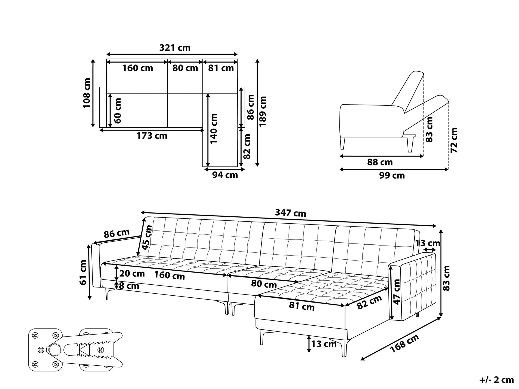 Left Hand Modular Velvet Sofa Green ABERDEEN_882408