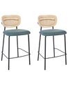 Lot de 2 chaises de bar en tissu bleu MAYETTA_931896