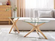 Coffee Table VALLEY Tempered Glass Light Brown_868740