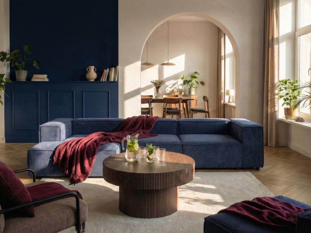 Sofá modular esquinero 4 plazas ARDAL Pana Azul oscuro Derecha
