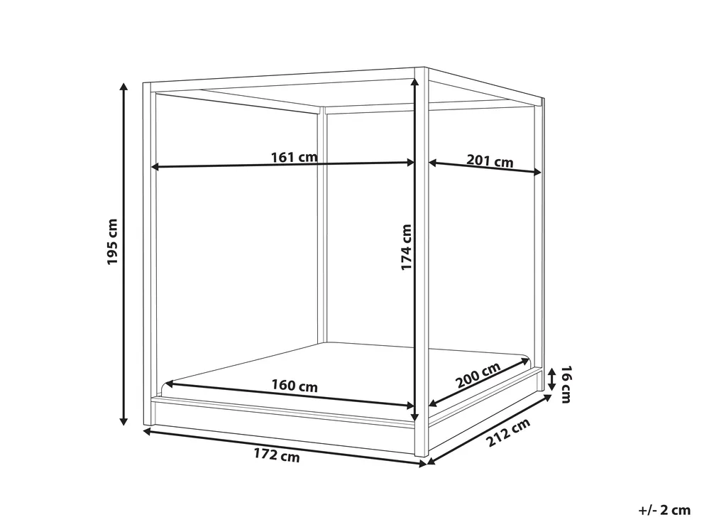 Four Poster Bed Wood HERLIERE 160 x 200 cm (EU King Size) Light Brown_1037151