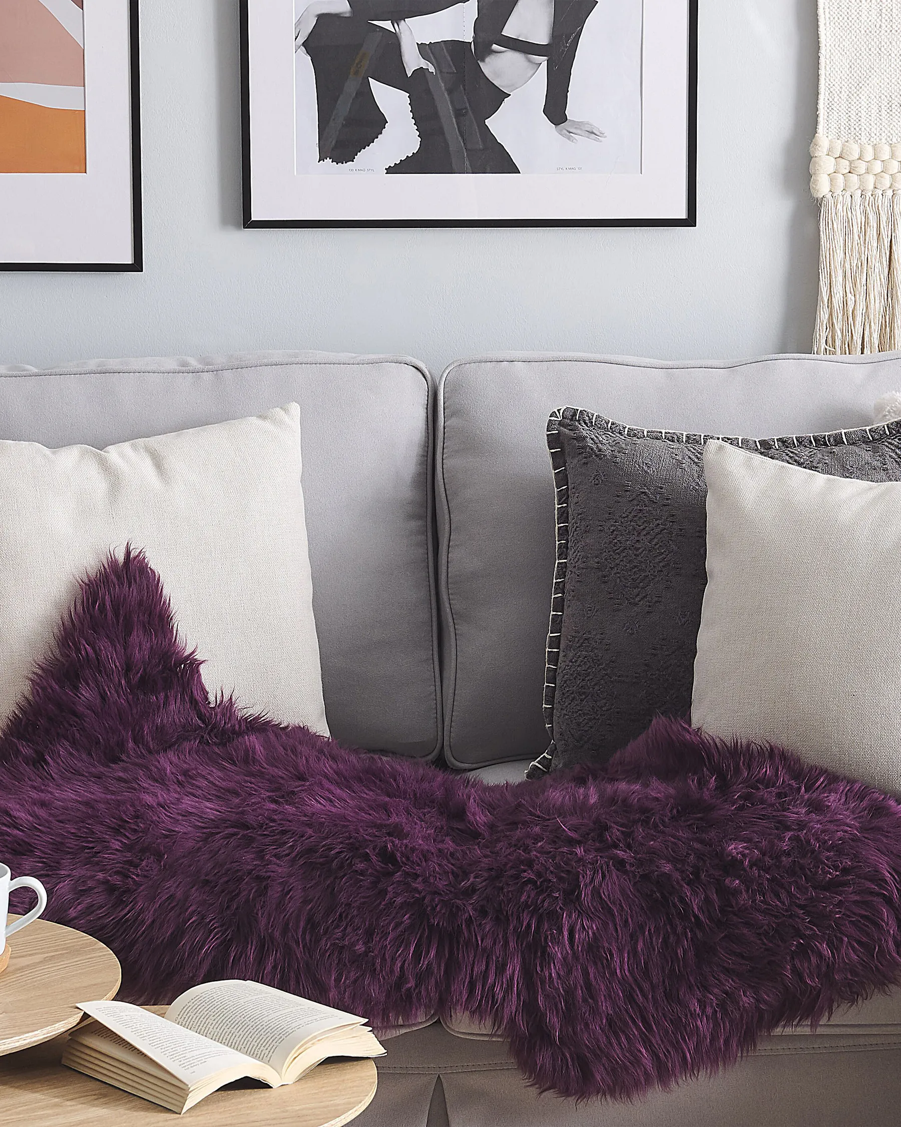 Sheepskin Rug ULURU Purple 65 x 110 cm_704819