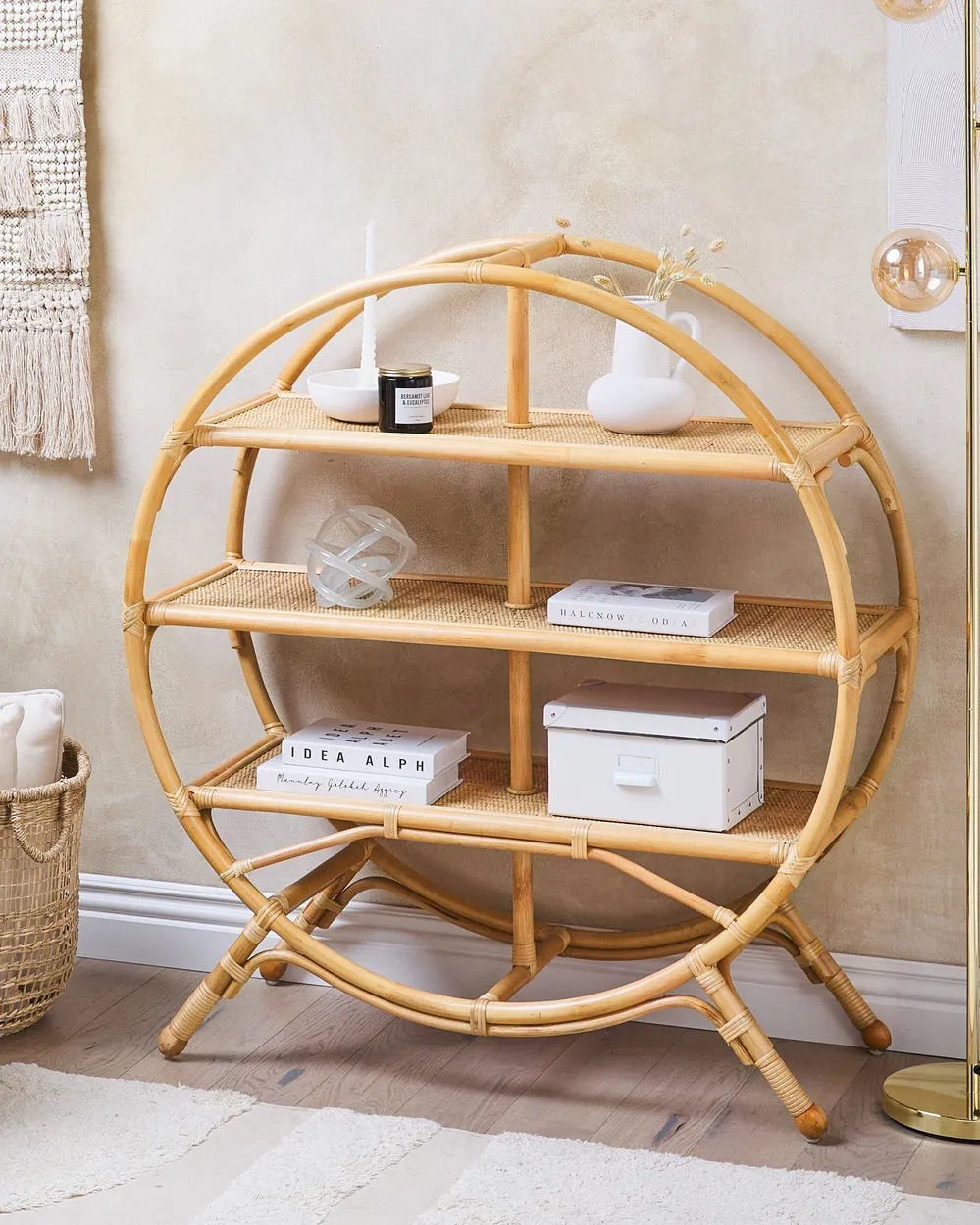 3 Tier Shelving Unit TUVALU II 109 cm Rattan Natural_841707